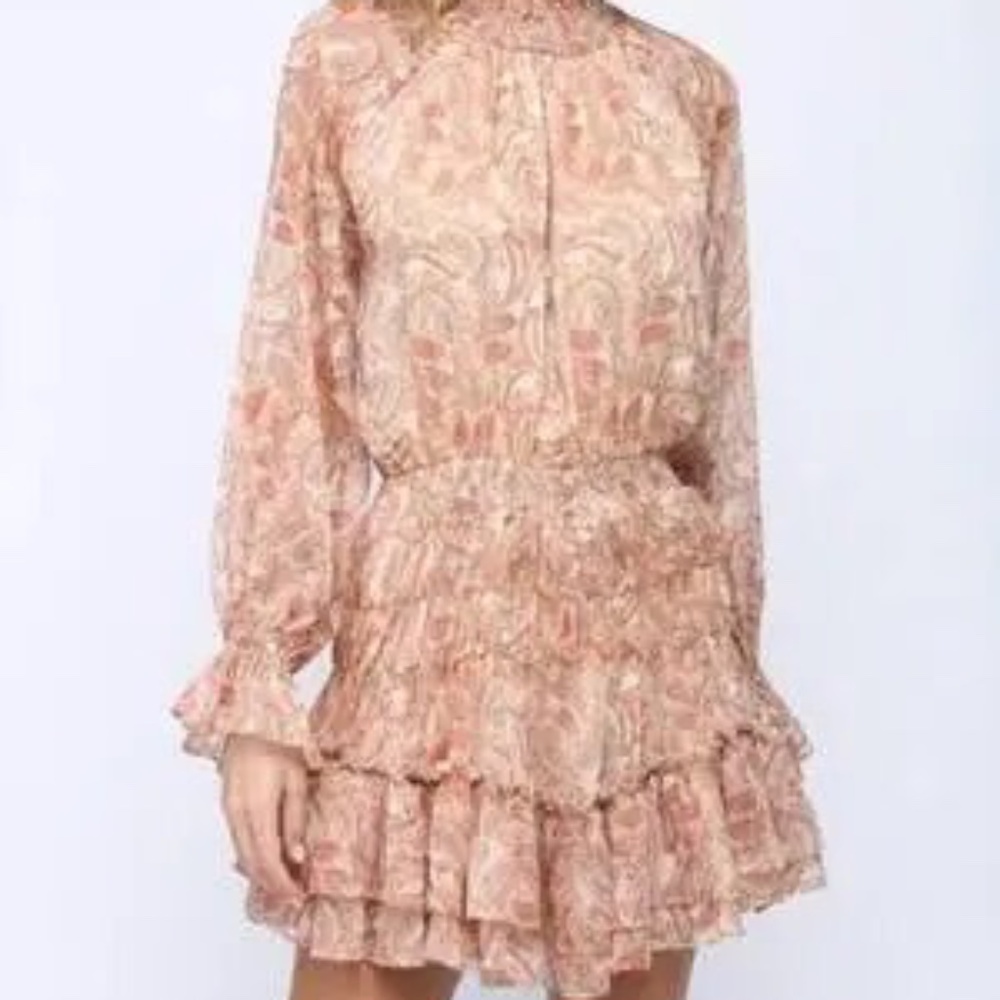 Fate earthtones paisley blouson mini dress